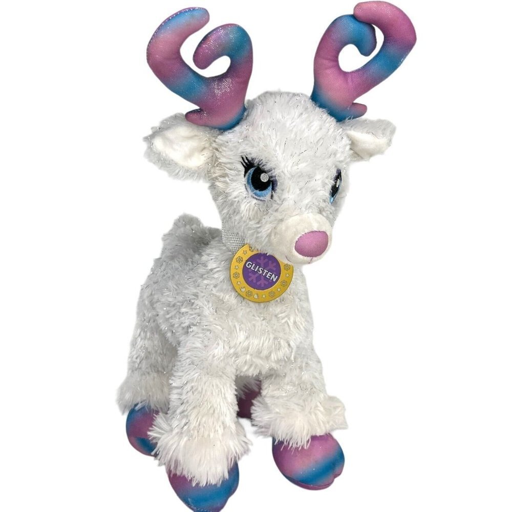 Build-A-Bear Glisten Reindeer White Sparkle Glitter 2017 Plush Stuffed BAB 18"